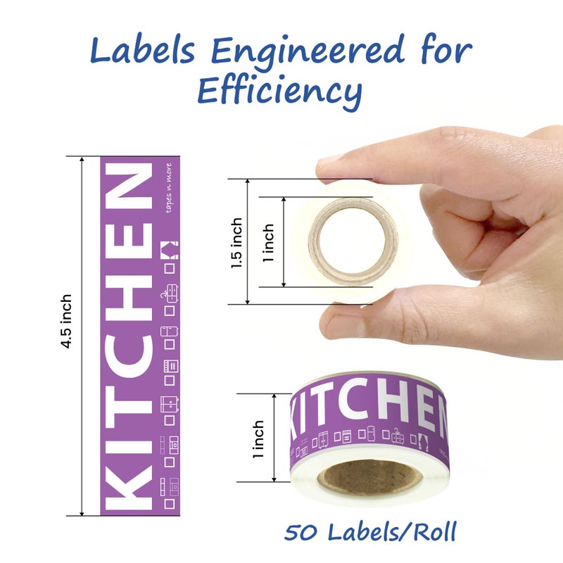 Tapes n More 350 Home Moving Labels for 2 Bedroom House â€” 7 Color-Coded Room Labels (50 Each) + Fragile Stickers for Moving Boxes, Supplies, Wardrobe Boxes, Apartment Moves - Image 3